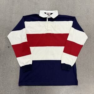 Vintage Boston Traders Striped Rugby Long Sleeve Polo Preppy Mens XL